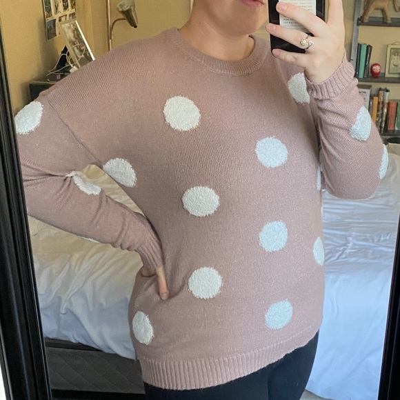 Pink Sweater with White Polka Dots - Picture 2 of 2